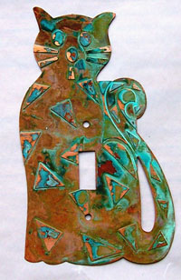 Cat Switch Plate - verdigris