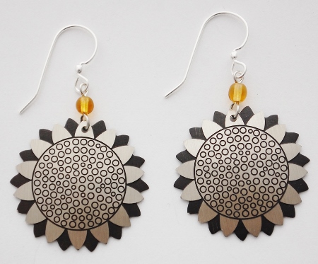 Sunflower Earrings - silver