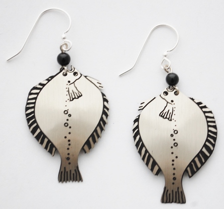Flounder/Halibut Earrings - silver